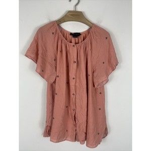 HATCH Short Sleeve Maternity Top Size 1 Geometric Print Button Closure